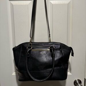 Anne Klein Black Leather Dome Satchel
